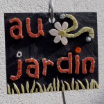 mosaique ardoise au jardin